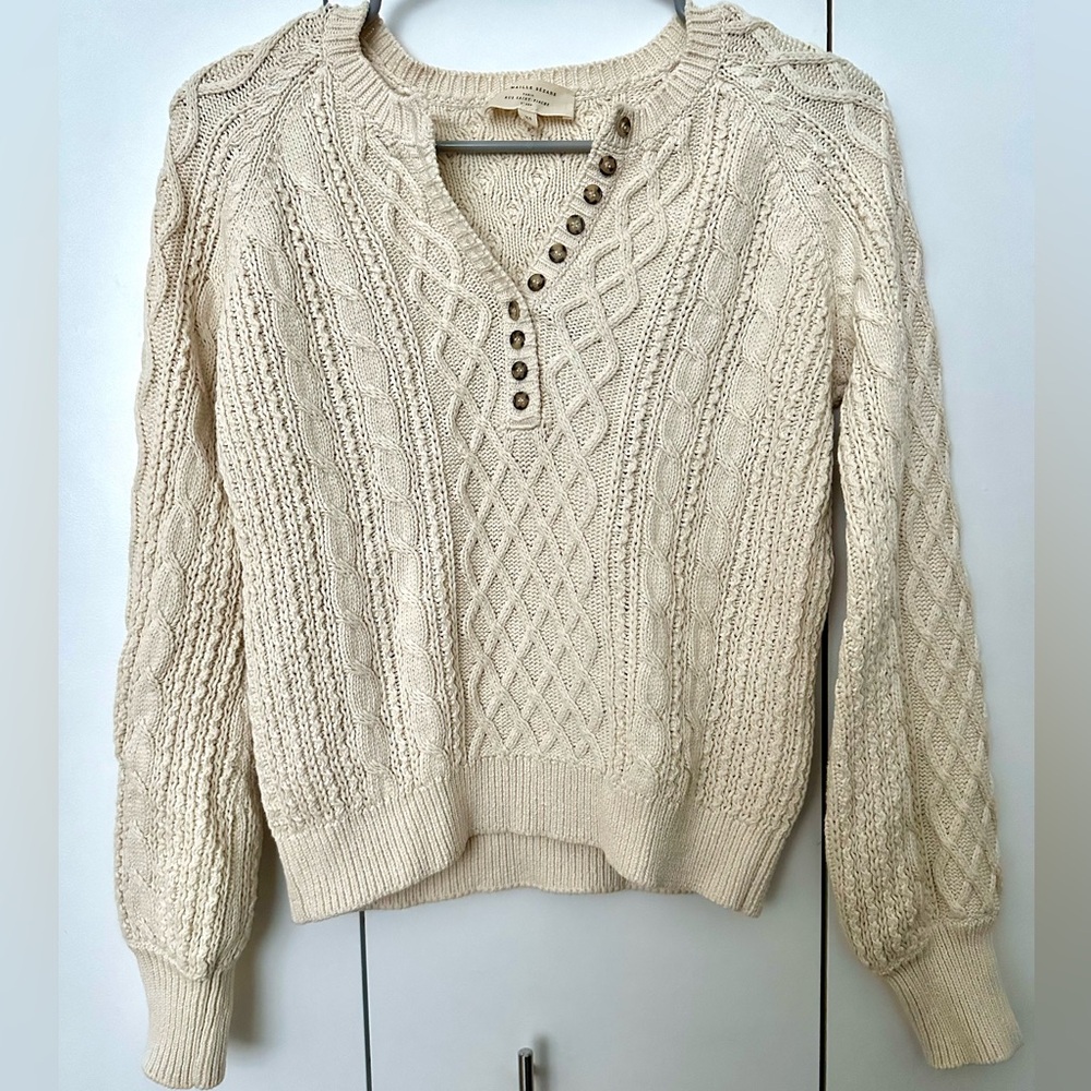 Sezane Bree Cotton Sweater in Cream XS